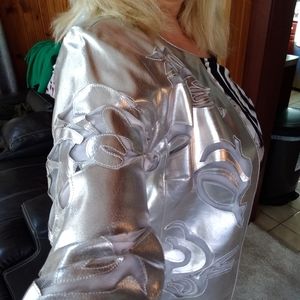 100% Leather Silver Jacket